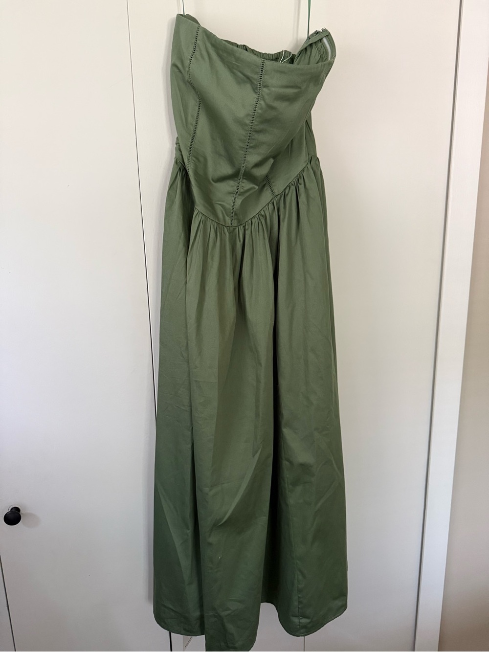 NWT Abercrombie & Fitch Strapless Olive Midi Dress - Picture 3 of 6